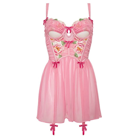 For love and lemons needlepoint mini baby doll dress size small and thong medium - Picture 5 of 6